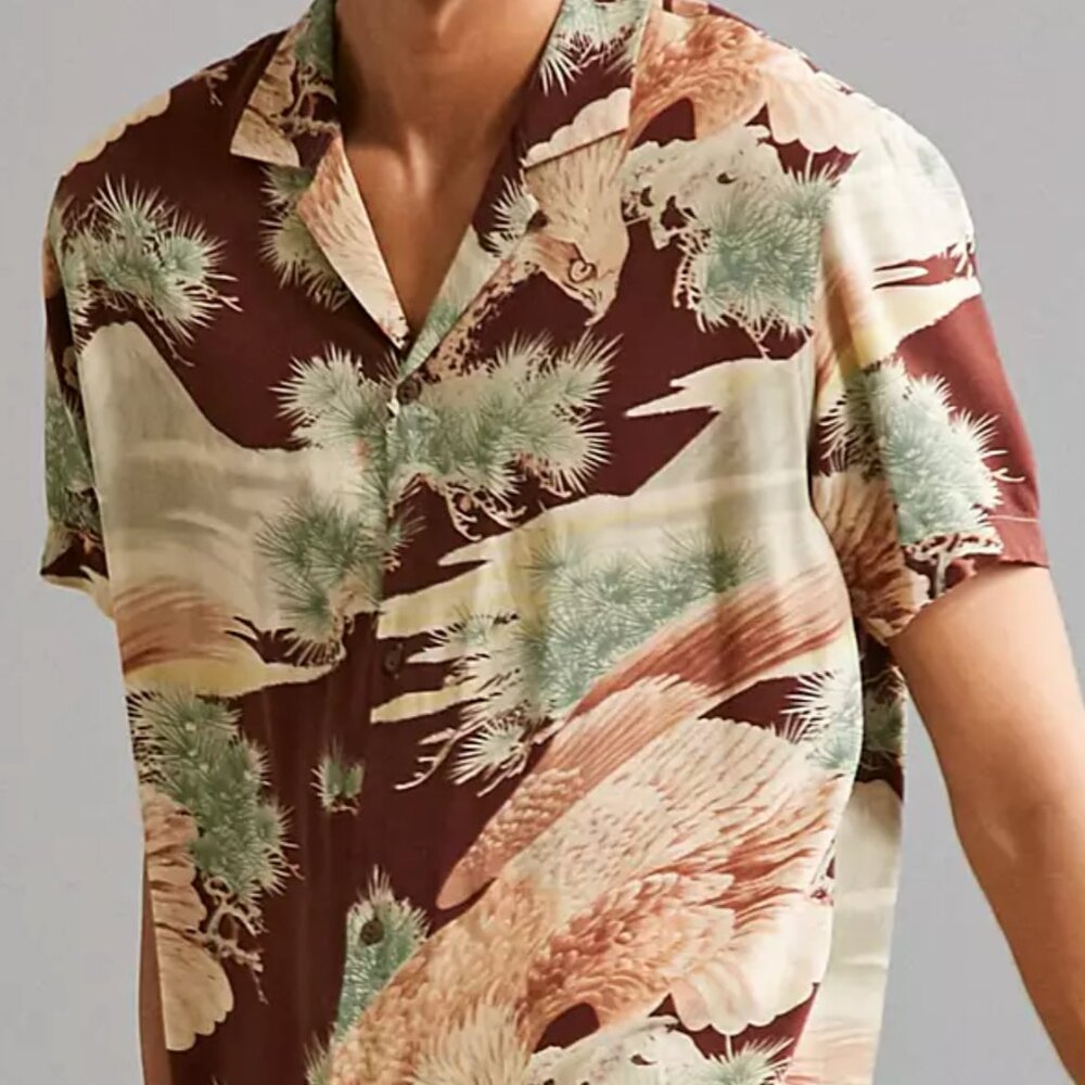 ISO Urban Outfitters Insight Ledger Hawaiian Shirt with Hawk motif